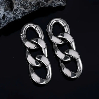 Vankula 2PCS 6mm Stainless Steel Chain Ear Weights Hangers Plugs Jewelry