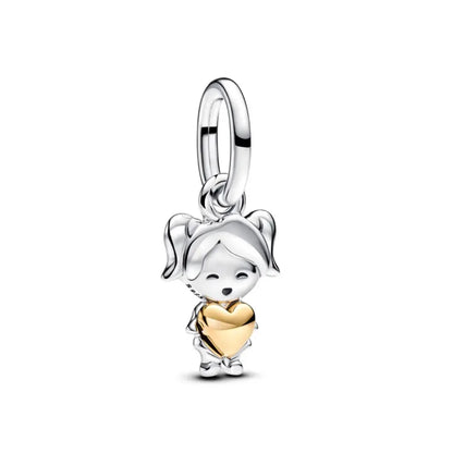 Exquisite 925 Silver Heart-Shaped Pendant with Bow and Moon Beads for DIY European Bracelets
