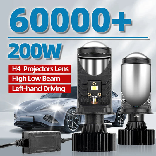 9003 H4 LED Projector Lens High Low Beam Bulbs 200W 12V Motorcycle Headlight 6500K Superior Brightness