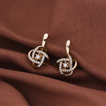 Dckazz Rose Gold Crystal Pendant Intertwined Drop Earrings for Women Christmas Gift