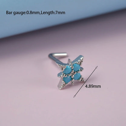 Turquoise Marquise Gem Sunflower Nose Bone Stud 20g Stainless Steel Piercing Jewelry