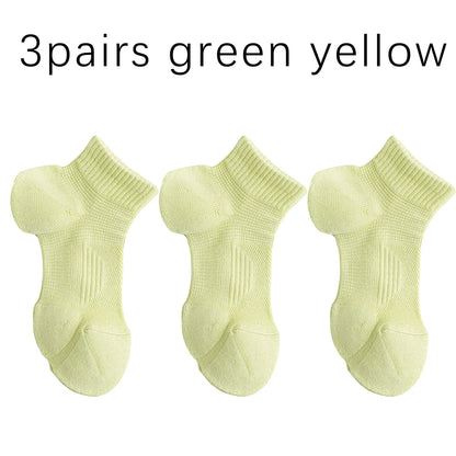 3 Pairs Dopamine Color Womens Breathable Running Socks
