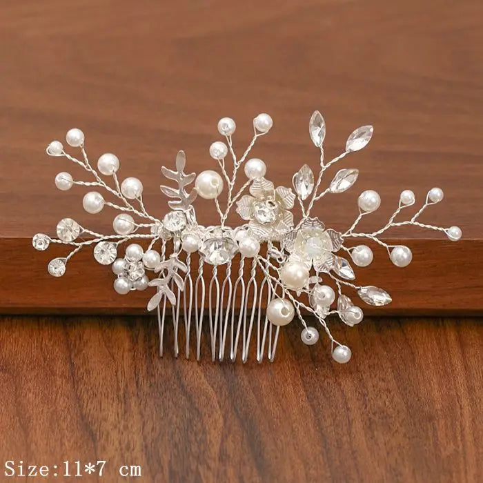 Silver Pearl Rhinestone Bridal Hair Combs - Top-Rated Wedding Hair Accessories for Women Silver 18