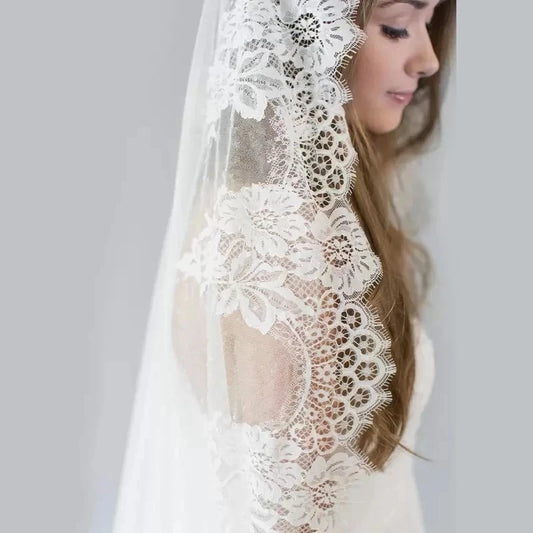 Elegant Cathedral Lace Bridal Veil 3m Long with Comb for Weddings