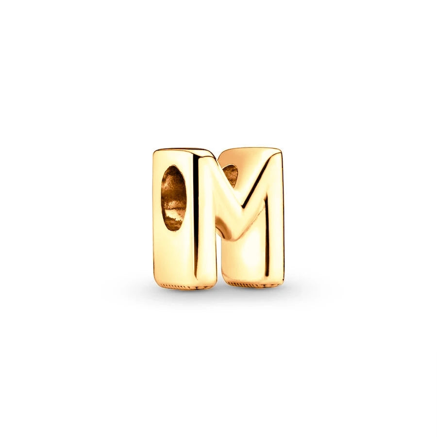 Gold Plated A To Z Alphabet Charm Beads For 925 Bracelet