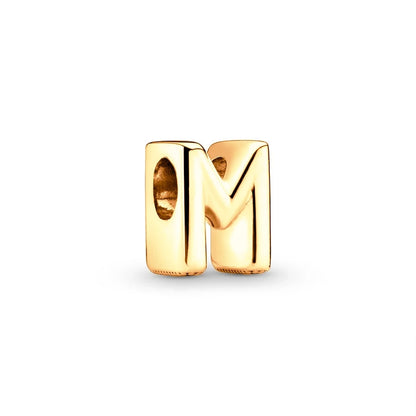 Gold Plated A To Z Alphabet Charm Beads For 925 Bracelet