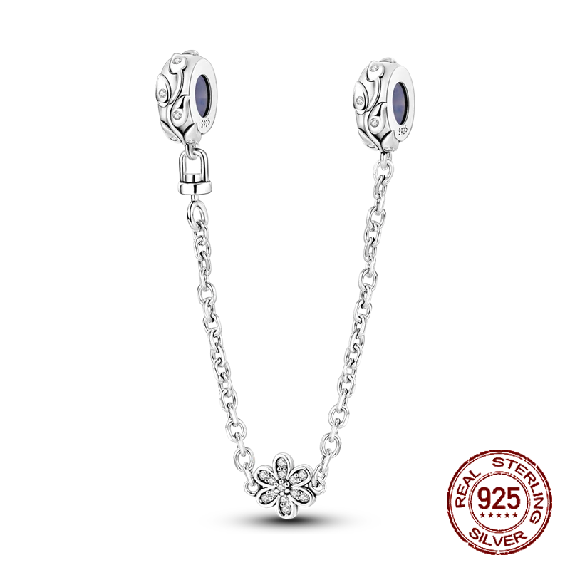 Inlaid Zircon Heart Charm Beads 925 Sterling Silver Dangle for Bracelets SMC4370