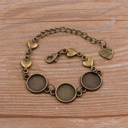 1Pc Metal Zinc Alloy Round Bracelet Findings in 2 Colors and 15 Styles 10-Antique bronze 12mm