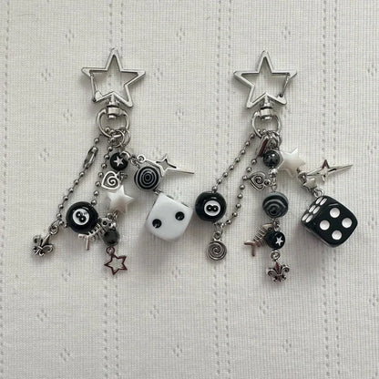 Handmade Edgy Rockstar Dice Keychains for Emo and Y2K Style