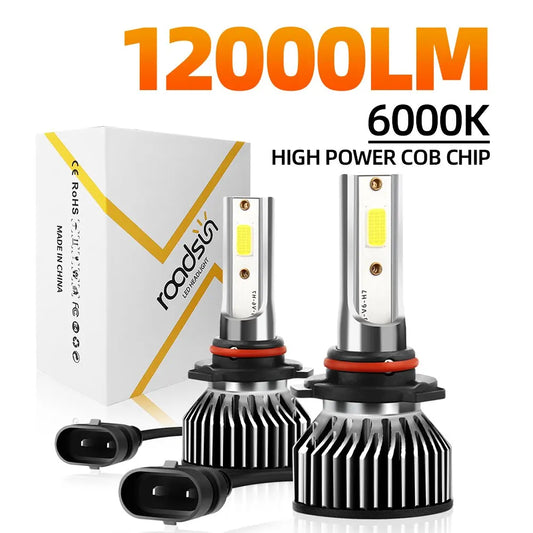 Roadsun Mini LED Car Headlight Bulb 12000LM 6000K H4 H11 H7 H1 H13 9005 9006 High Brightness No Dark Spots Conversion Kit