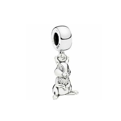 Exquisite 925 Silver Rabbit and Mouse Pendant Beads for DIY European Bracelets with Zircon Accents