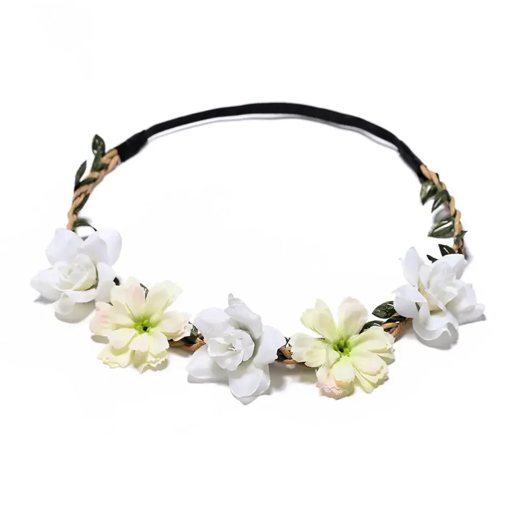 Elegant Floral Wedding Headband Wreath for Women - Bride Flower Crown Party Hair Accessory