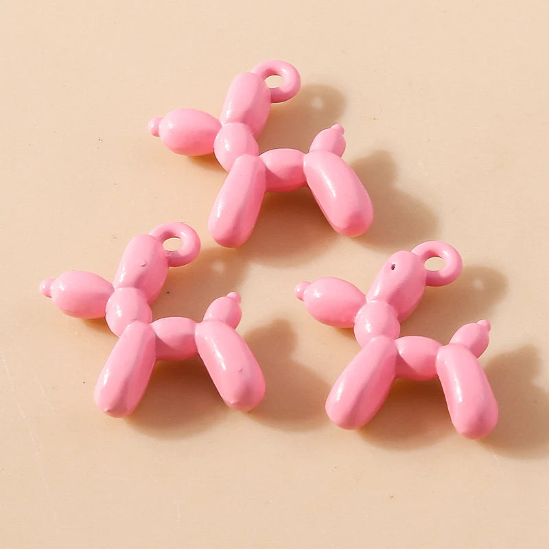Vibrant 3D Balloon Dog Charms Set for Creative Jewelry Design
