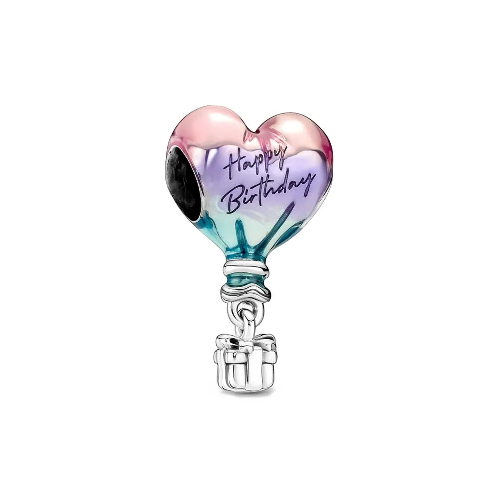 Spring Pink 925 Sterling Silver Enamel Flower Pendant for Mother Daughter Bracelets P1050
