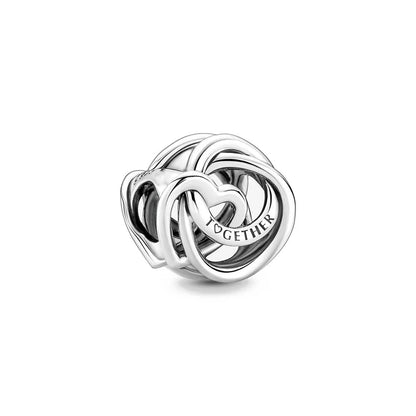 925 Silver Heart-Shaped Beads with Lotus and Bird Pendant for European Bracelet DIY Exquisite Jewelry