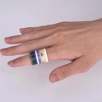 Jiayiqi Smooth Cut Ceramic Rings for Couples in Trendy Colors