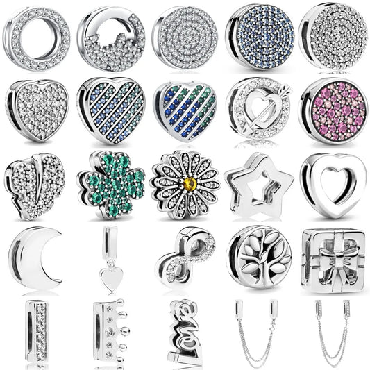 Reflection Charm Clip Sunflower Heart Star Clover DIY Bead for 925 Silver Bracelet Necklace Jewelry Accessories for Women
