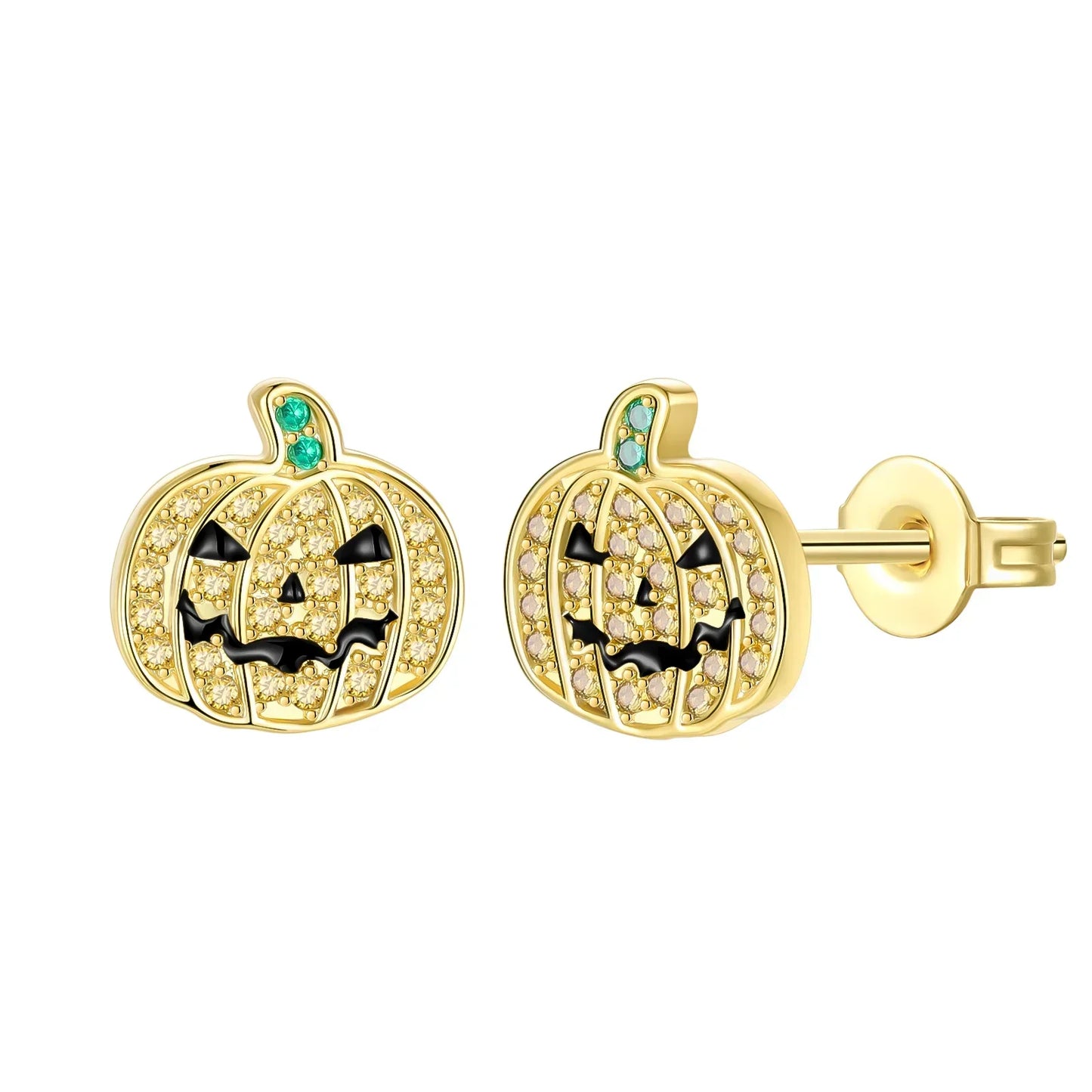 925 Sterling Silver Gold Hoop Earrings Halloween Pumpkin Skull Christmas Tree Zircon Studs for Women DIY Jewelry