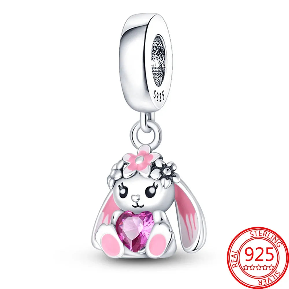 Romantic 925 Sterling Silver Lipstick Charm Pendant with Zircon for Womens Bracelets Necklaces DIY Jewelry Gift