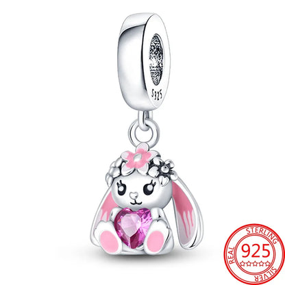 Romantic 925 Sterling Silver Lipstick Charm Pendant with Zircon for Womens Bracelets Necklaces DIY Jewelry Gift