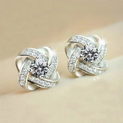Huitan Elegant White and Purple Zirconia Stud Earrings for Women Perfect for Weddings and Special Occasions
