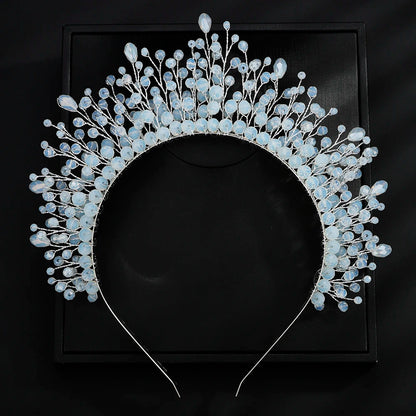 Luxury Crystal Bridal Crown Headband with Silver Diamonds Handmade Wedding Hair Accessories for Elegant Brides and Bridesmaids