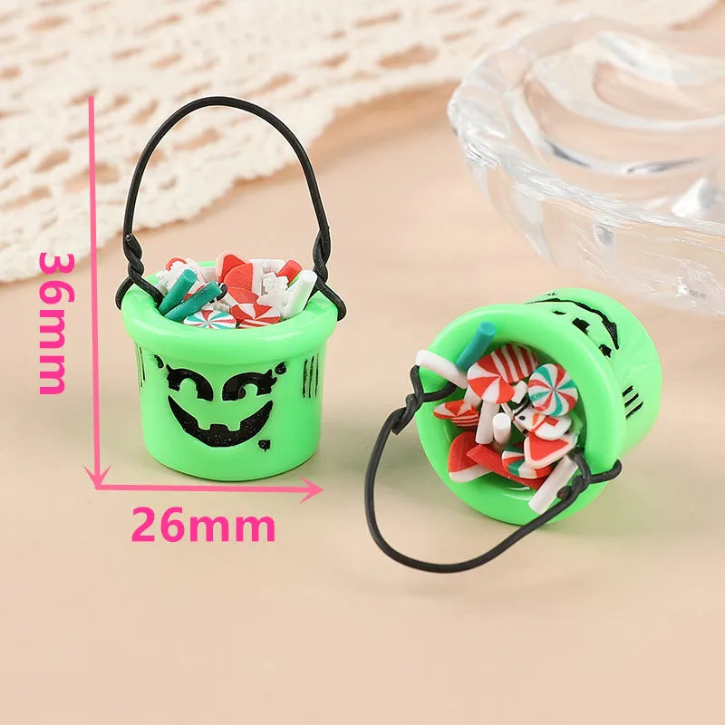Christmas Charm Set 3D Resin Candy Basket Pendants Fashion DIY Accessories