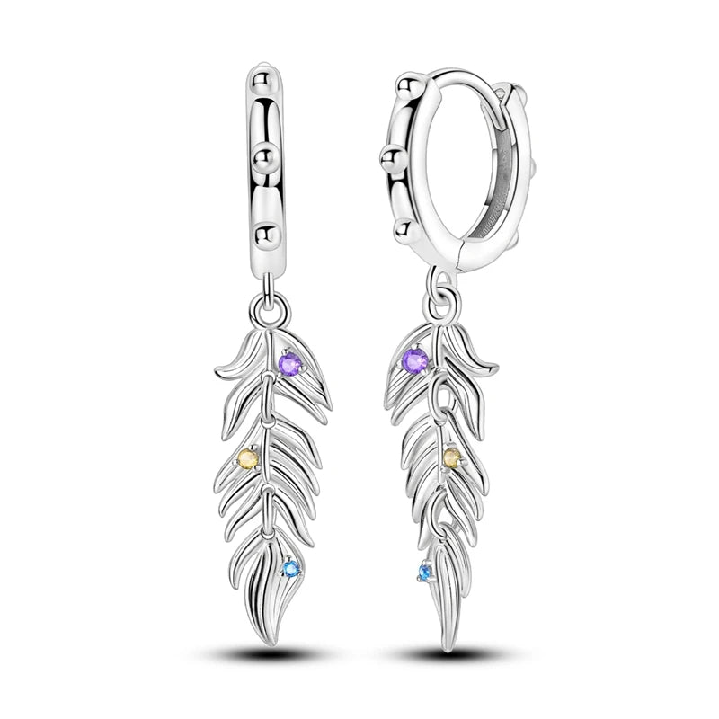 925 Sterling Silver Zirconia Hoop Earrings for Women Engagement Birthday Gift KTE366