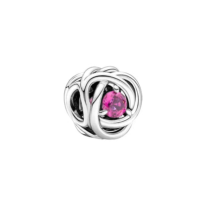 Romantic 925 Sterling Silver Pink Lipstick Heart Bow Rose Flower Zircon Charm Bead for DIY Bracelet Jewelry Gift
