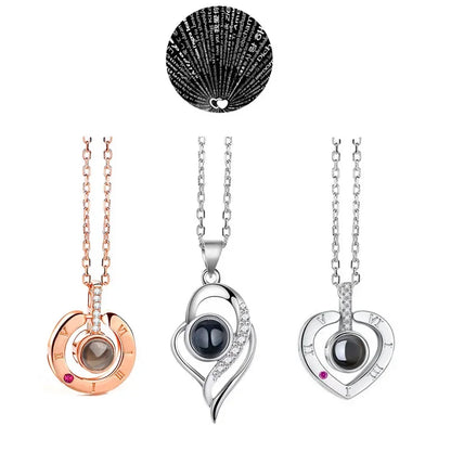 100 Languages I Love You Heart Pendant Necklace Romantic Projection Jewelry Gift for Women