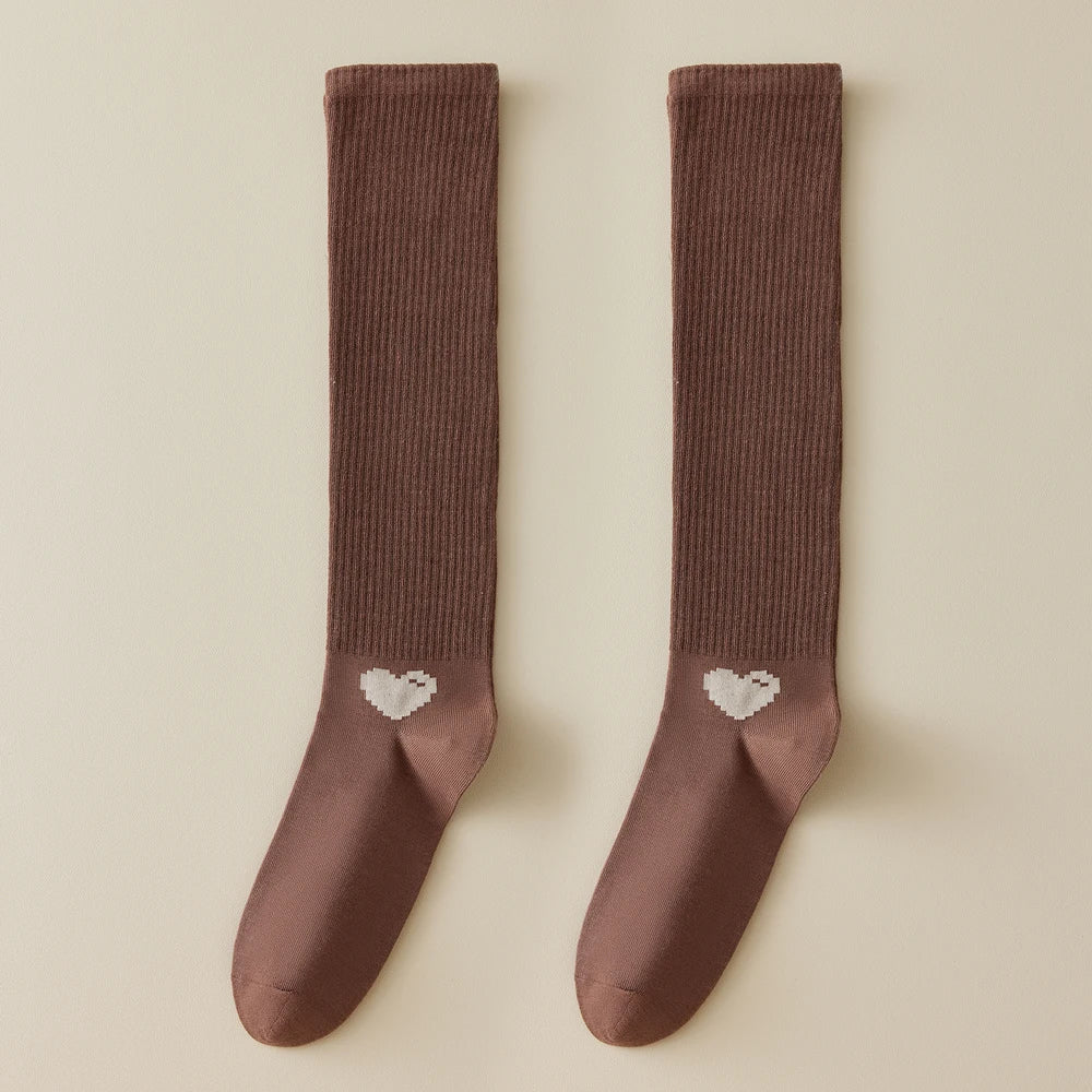 Spring Autumn Compression Calf Socks Women Heart Print