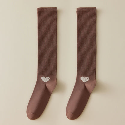 Spring Autumn Compression Calf Socks Women Heart Print