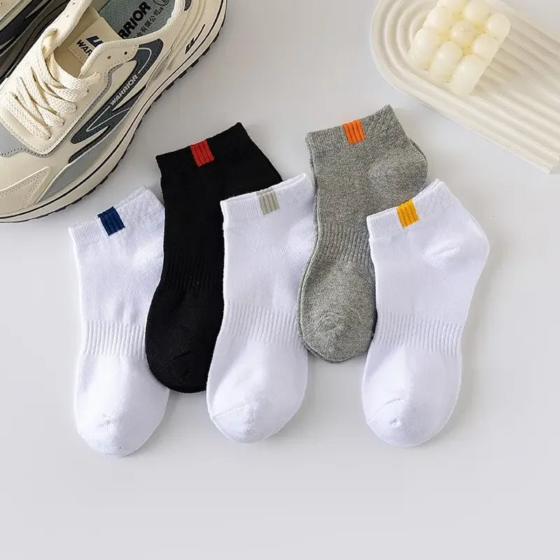 5 Pairs Fashionable Cloth Standard Boat Socks For Men MULTI One Size
