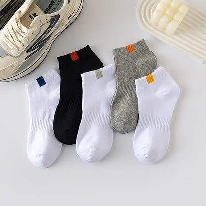 5 Pairs Fashionable Cloth Standard Boat Socks For Men MULTI One Size