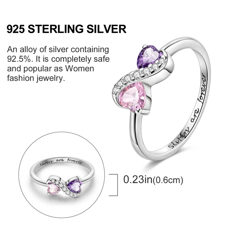 New 925 Sterling Silver Heart Shaped Zircon Starmoon Ring for Women Fine Engagement Wedding Jewelry Gifts SER003