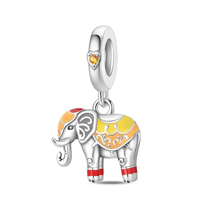 925 Sterling Silver Colorful Elephant Animal Charms for DIY Jewelry Necklace Bracelet Gifts