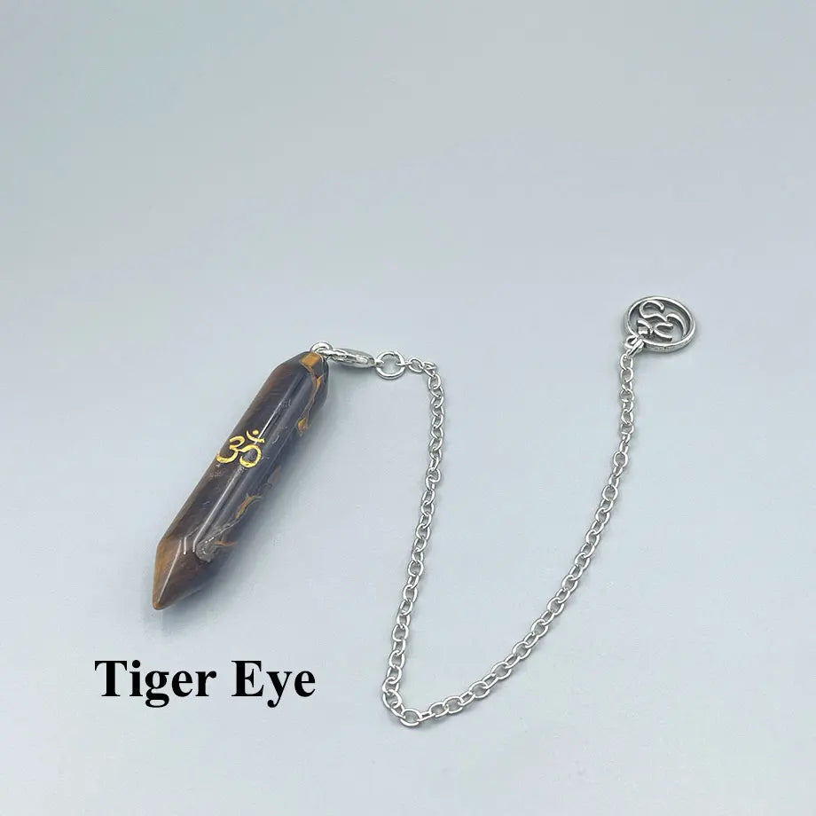 Mystic Fluorite Amethyst Crystal Pendulum Necklace for Divination and Reiki