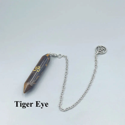 Mystic Fluorite Amethyst Crystal Pendulum Necklace for Divination and Reiki