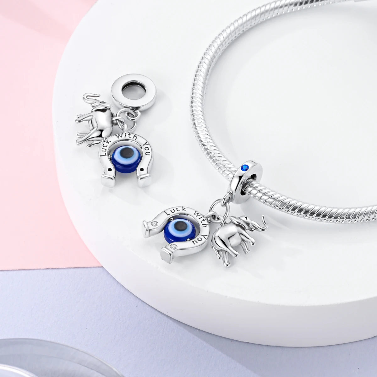 CharmBeads 925 Silver Blue Series DIY Bracelet Charms Top Rated Fashion Pendants
