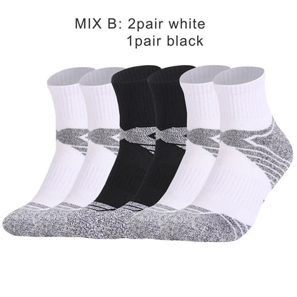 3 Pairs Unisex Thick Sole Moisture Wicking Running Socks