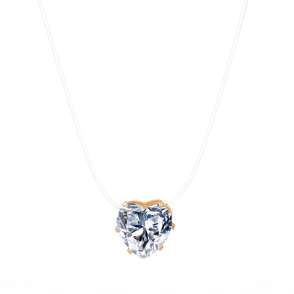 Elegant Invisible Heart Choker Necklace with Rhinestone Zircon for Women