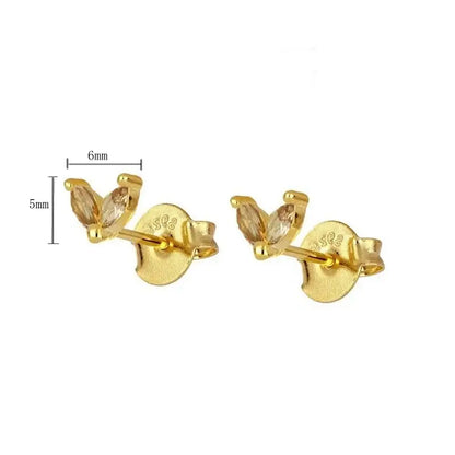 925 Sterling Silver Tiny Stud Earrings Colorful Crystal Luxury Jewelry LN0132-3