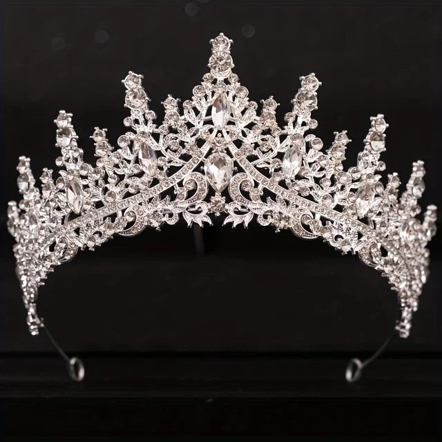 Bridal Elegance: Luxury Silver Crystal Water Drop Tiara & Jewelry Set - 4 Pcs Silver 4