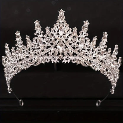 Bridal Elegance: Luxury Silver Crystal Water Drop Tiara & Jewelry Set - 4 Pcs Silver 4