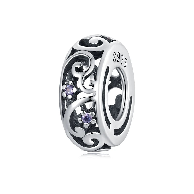 Genuine 925 Sterling Silver Vintage Galaxy Round Charms Top Rated Openwork Beads for Authentic Bracelets BSC639