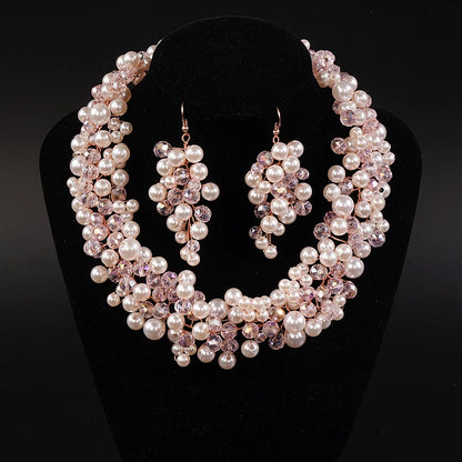 Elegant Bridal Pearl Jewelry Set - Dangle Earrings & Necklace - Top-Rated Party Accessory