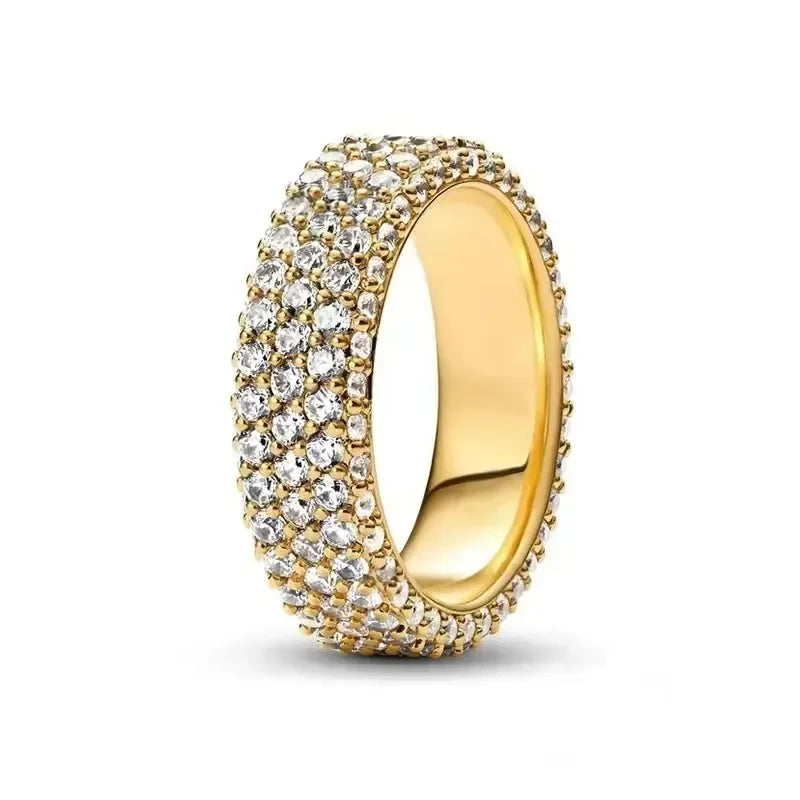 Gold Tone 925 Sterling Silver Square Heart Crown Ring for Women CORAL