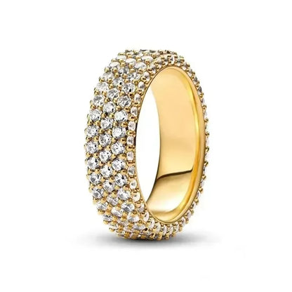 Gold Tone 925 Sterling Silver Square Heart Crown Ring for Women CORAL