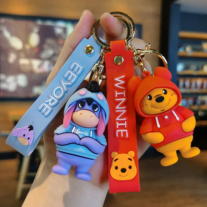 Kawaii Anime Disney Keychain Set Featuring Mickey Mouse, Minnie, Lilo & Stitch