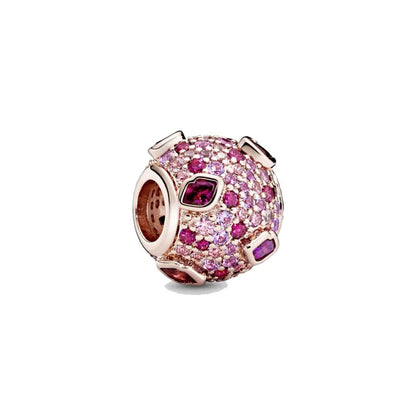 Rose Gold Padlock Heart Key Pendant Necklace for Women 925 Silver with Zircon Beads P337